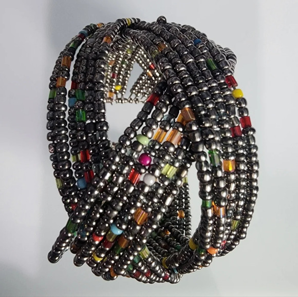 Beaded Bangle Bracelet/Bohemian Cuff - Picture 3 of 8